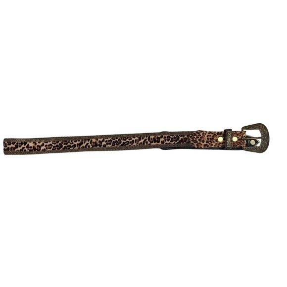 Vintage Sand Castle Paris Belt Womens Leopard Mesh Fur Bronze Metallic Buckle ML main image 6